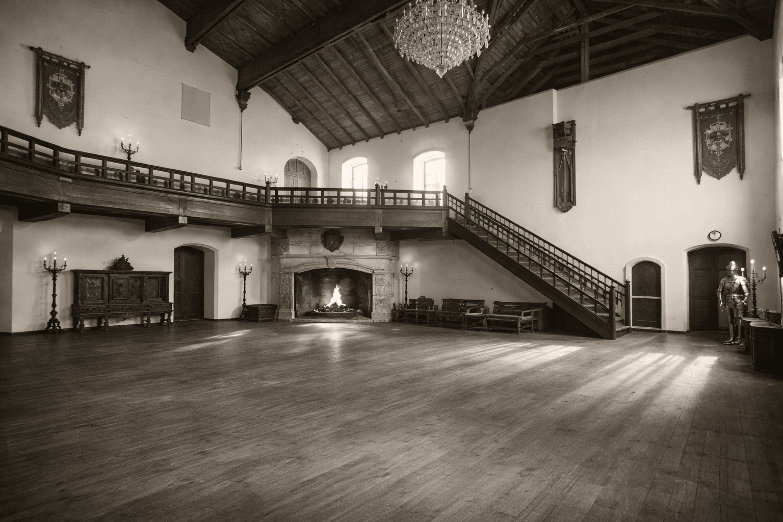 Lagedi Castle grand hall interior — historic Estonian manor Est. 1397